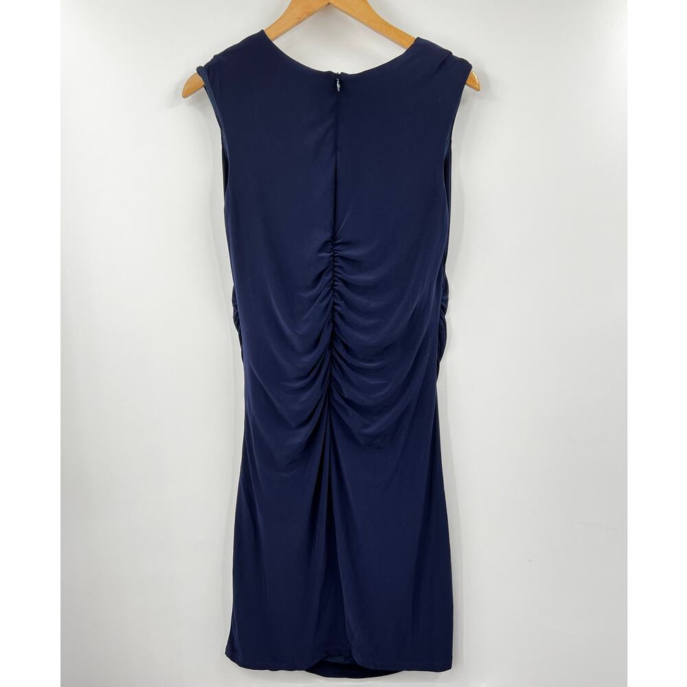 Marina Navy Blue Sleeveless Square Scoop Neck Draped Jersey Mini Dress Size L - Picture 7 of 7